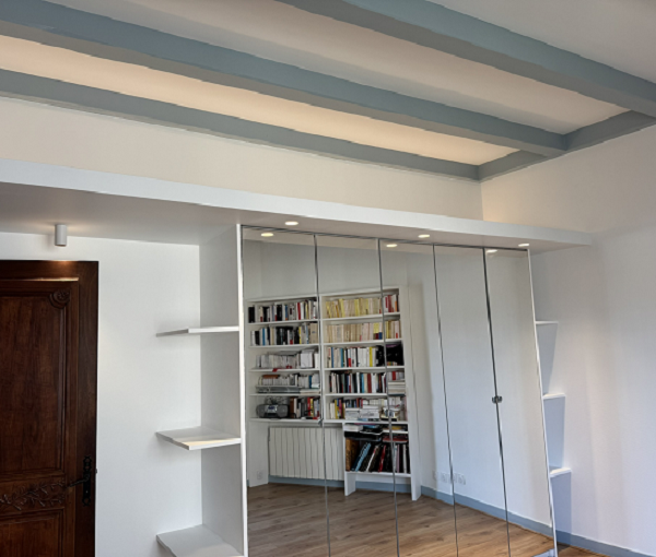 Peinture électricité éclairage étagère dressing miroir